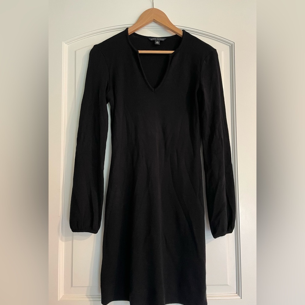 Banana Republic Classic Black Long Sleeve Dress Wool Blend